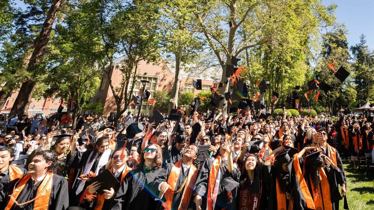 University of the Pacific, California’s first and oldest university, honored hundreds of graduating students with a joyous celebration surrounded by family and friends Saturday on historic Knoles Lawn.